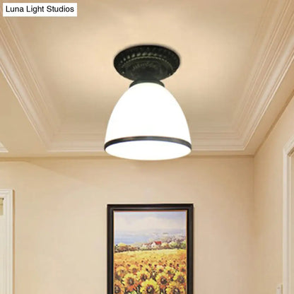 DecorBites™ DecorBites™ Traditional Black Bell Semi Flush Ceiling Light Fixture with Frosted Glass - 1-Light
