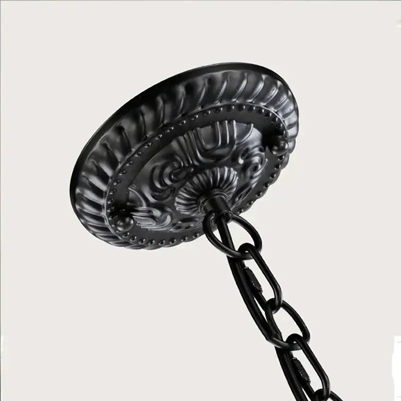 Traditional black crystal pendant chandelier with ornate wrought iron fixture and embossed floral pattern for bedroom decorbites crystal pendant