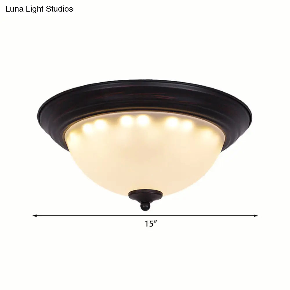 DecorBites™ DecorBites™ Traditional Black Flush Light Fixture with Frosted Glass, Ideal for Living Room Ceiling Lighting - 11"/15" Wide
