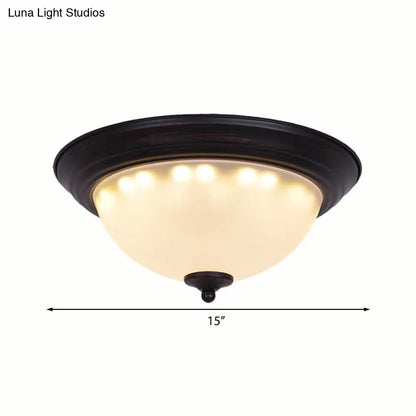 DecorBites™ DecorBites™ Traditional Black Flush Light Fixture with Frosted Glass, Ideal for Living Room Ceiling Lighting - 11"/15" Wide