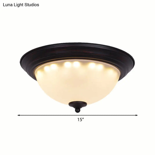 DecorBites™ DecorBites™ Traditional Black Flush Light Fixture with Frosted Glass, Ideal for Living Room Ceiling Lighting - 11"/15" Wide