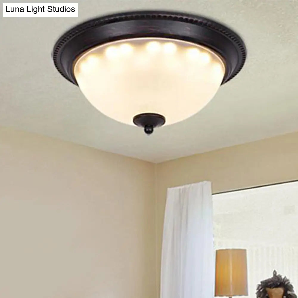 DecorBites™ DecorBites™ Traditional Black Flush Light Fixture with Frosted Glass, Ideal for Living Room Ceiling Lighting - 11"/15" Wide