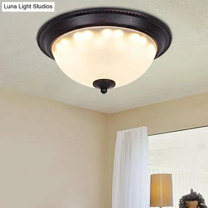 DecorBites™ DecorBites™ Traditional Black Flush Light Fixture with Frosted Glass, Ideal for Living Room Ceiling Lighting - 11"/15" Wide