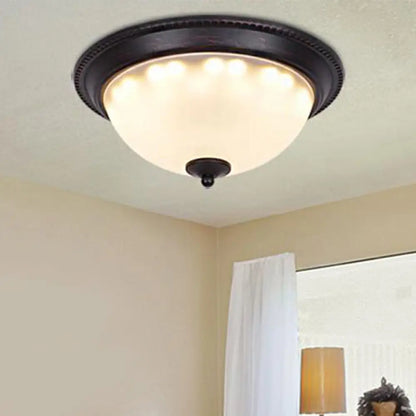DecorBites™ DecorBites™ Traditional Black Flush Light Fixture with Frosted Glass, Ideal for Living Room Ceiling Lighting - 11"/15" Wide