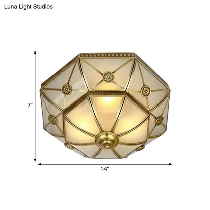 DecorBites™ DecorBites™ Traditional Brass Flush Mount Ceiling Light Fixture with Frosted Glass Flower Design for Bedroom (3/4/6 Lights)