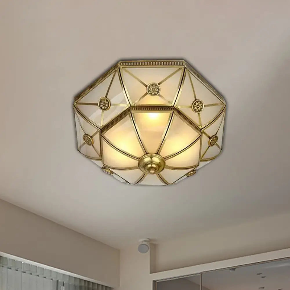 DecorBites™ DecorBites™ Traditional Brass Flush Mount Ceiling Light Fixture with Frosted Glass Flower Design for Bedroom (3/4/6 Lights)