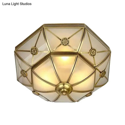DecorBites™ DecorBites™ Traditional Brass Flush Mount Ceiling Light Fixture with Frosted Glass Flower Design for Bedroom (3/4/6 Lights)