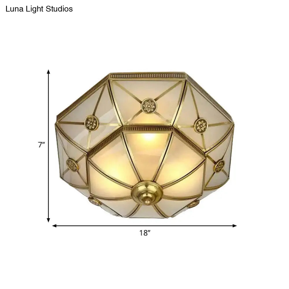 DecorBites™ DecorBites™ Traditional Brass Flush Mount Ceiling Light Fixture with Frosted Glass Flower Design for Bedroom (3/4/6 Lights)