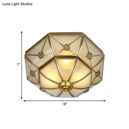 DecorBites™ DecorBites™ Traditional Brass Flush Mount Ceiling Light Fixture with Frosted Glass Flower Design for Bedroom (3/4/6 Lights)