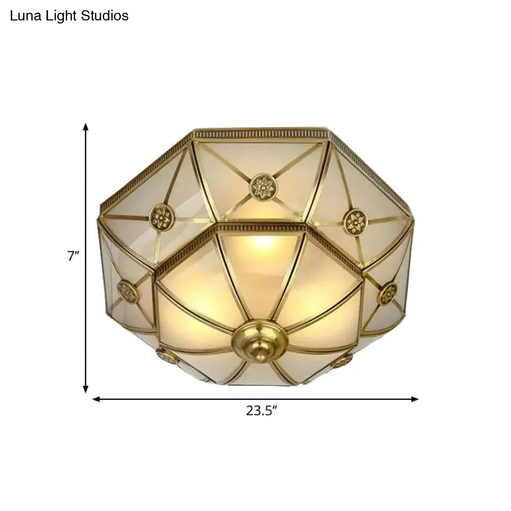 DecorBites™ DecorBites™ Traditional Brass Flush Mount Ceiling Light Fixture with Frosted Glass Flower Design for Bedroom (3/4/6 Lights)