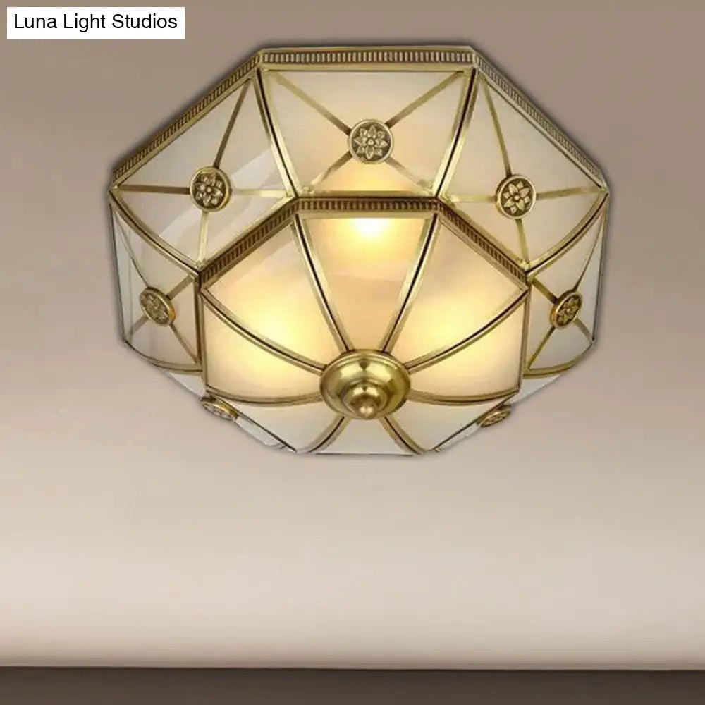DecorBites™ DecorBites™ Traditional Brass Flush Mount Ceiling Light Fixture with Frosted Glass Flower Design for Bedroom (3/4/6 Lights)