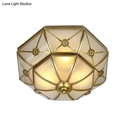 DecorBites™ DecorBites™ Traditional Brass Flush Mount Ceiling Light Fixture with Frosted Glass Flower Design for Bedroom (3/4/6 Lights)