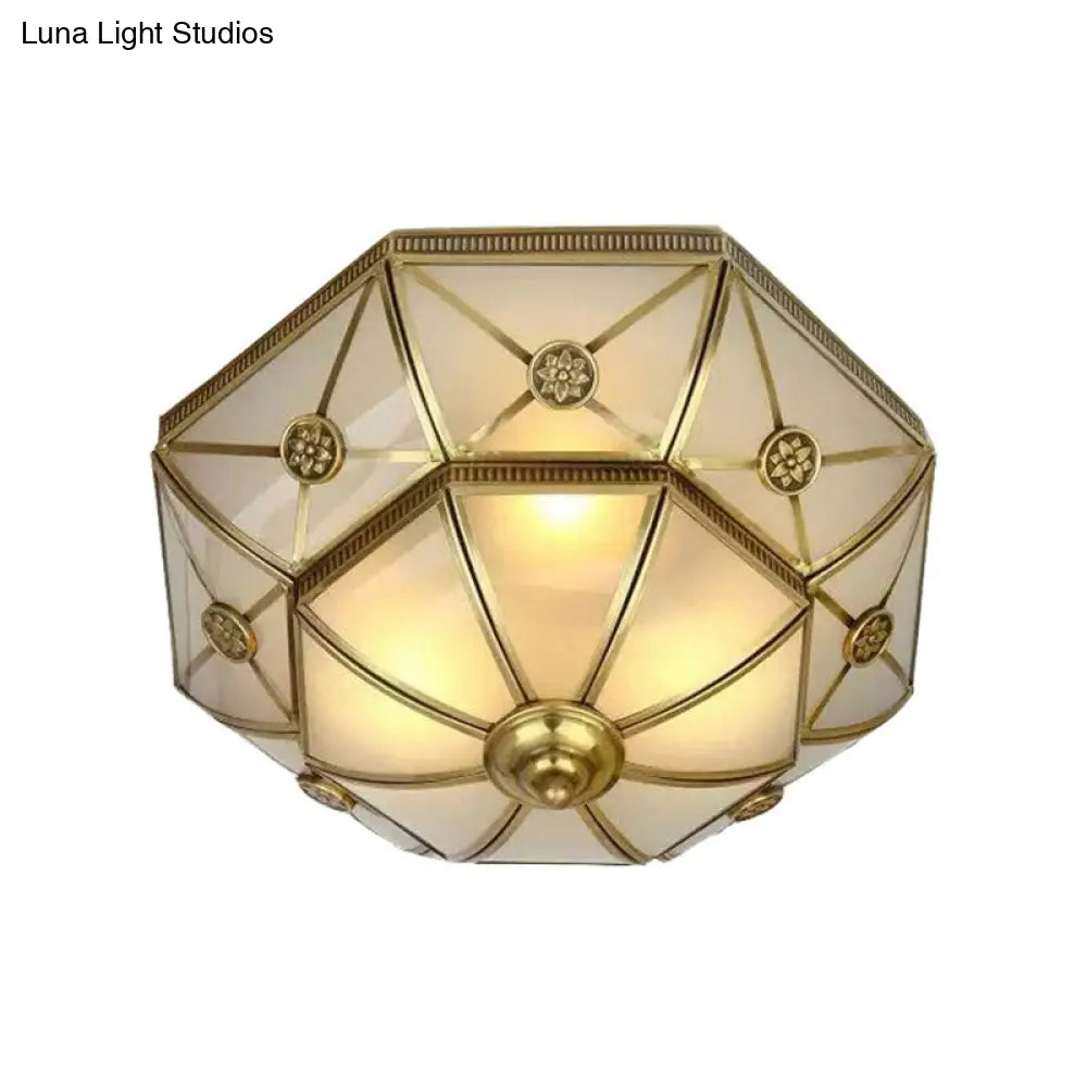 DecorBites™ DecorBites™ Traditional Brass Flush Mount Ceiling Light Fixture with Frosted Glass Flower Design for Bedroom (3/4/6 Lights)