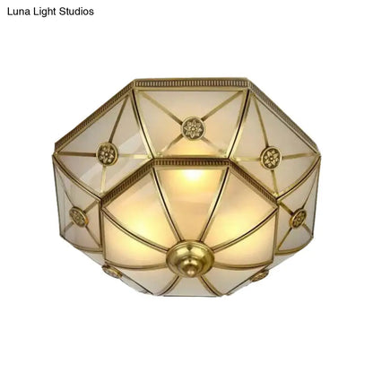 DecorBites™ DecorBites™ Traditional Brass Flush Mount Ceiling Light Fixture with Frosted Glass Flower Design for Bedroom (3/4/6 Lights)