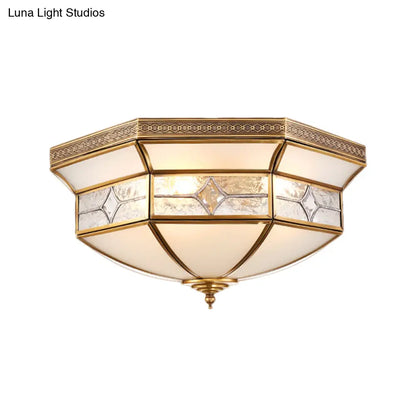 DecorBites™ DecorBites™ Traditional Brass Flush Mount Ceiling Light Fixture with Frosted Glass Shade - 3/4/6-Light Option