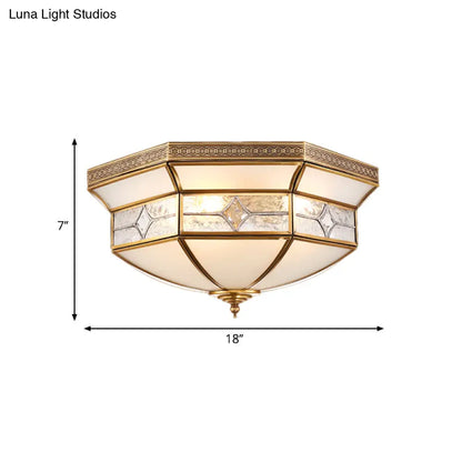 DecorBites™ DecorBites™ Traditional Brass Flush Mount Ceiling Light Fixture with Frosted Glass Shade - 3/4/6-Light Option