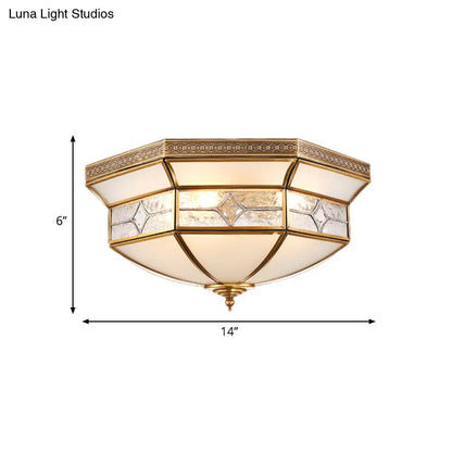 DecorBites™ DecorBites™ Traditional Brass Flush Mount Ceiling Light Fixture with Frosted Glass Shade - 3/4/6-Light Option