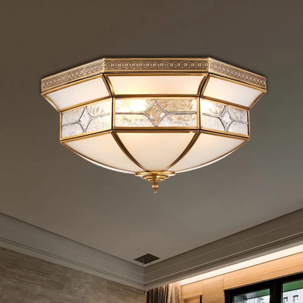 DecorBites™ DecorBites™ Traditional Brass Flush Mount Ceiling Light Fixture with Frosted Glass Shade - 3/4/6-Light Option