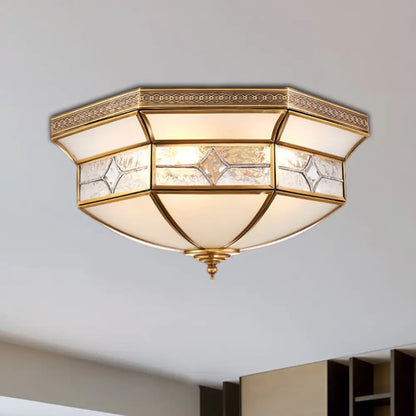 DecorBites™ DecorBites™ Traditional Brass Flush Mount Ceiling Light Fixture with Frosted Glass Shade - 3/4/6-Light Option