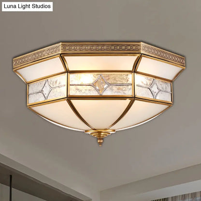 DecorBites™ DecorBites™ Traditional Brass Flush Mount Ceiling Light Fixture with Frosted Glass Shade - 3/4/6-Light Option