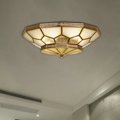 DecorBites™ DecorBites™ Traditional Brass Flush Mount Ceiling Light with Frosted Glass Shades - Available in 3 Sizes