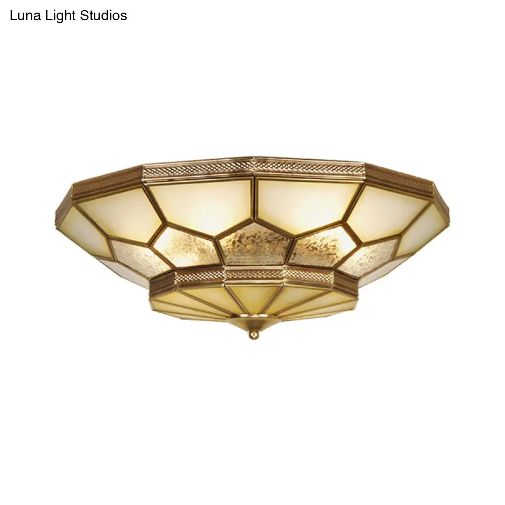 DecorBites™ DecorBites™ Traditional Brass Flush Mount Ceiling Light with Frosted Glass Shades - Available in 3 Sizes