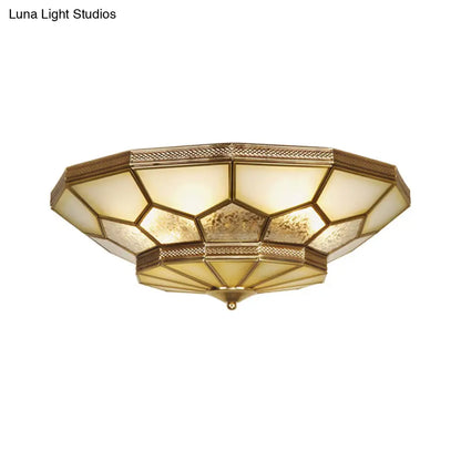 DecorBites™ DecorBites™ Traditional Brass Flush Mount Ceiling Light with Frosted Glass Shades - Available in 3 Sizes