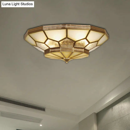 DecorBites™ DecorBites™ Traditional Brass Flush Mount Ceiling Light with Frosted Glass Shades - Available in 3 Sizes