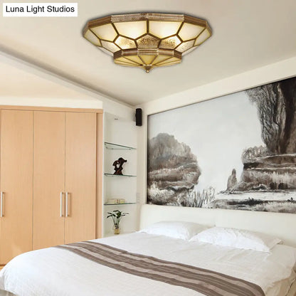 DecorBites™ DecorBites™ Traditional Brass Flush Mount Ceiling Light with Frosted Glass Shades - Available in 3 Sizes
