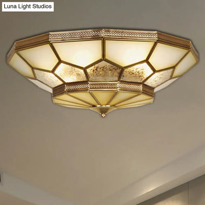 DecorBites™ DecorBites™ Traditional Brass Flush Mount Ceiling Light with Frosted Glass Shades - Available in 3 Sizes