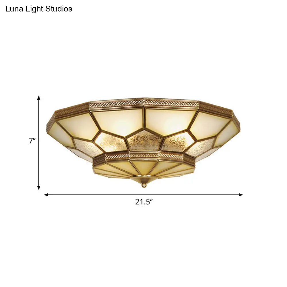 DecorBites™ DecorBites™ Traditional Brass Flush Mount Ceiling Light with Frosted Glass Shades - Available in 3 Sizes