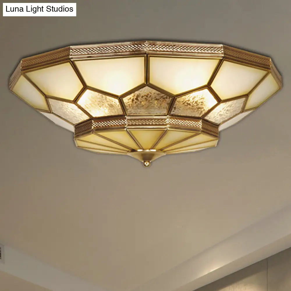 DecorBites™ DecorBites™ Traditional Brass Flush Mount Ceiling Light with Frosted Glass Shades - Available in 3 Sizes