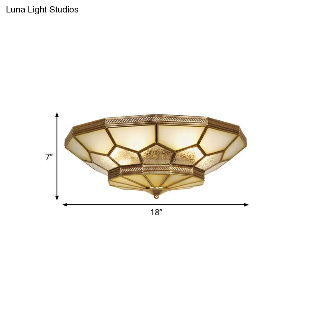 DecorBites™ DecorBites™ Traditional Brass Flush Mount Ceiling Light with Frosted Glass Shades - Available in 3 Sizes
