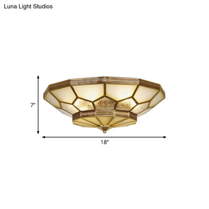 DecorBites™ DecorBites™ Traditional Brass Flush Mount Ceiling Light with Frosted Glass Shades - Available in 3 Sizes