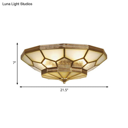 DecorBites™ DecorBites™ Traditional Brass Flush Mount Ceiling Light with Frosted Glass Shades - Available in 3 Sizes