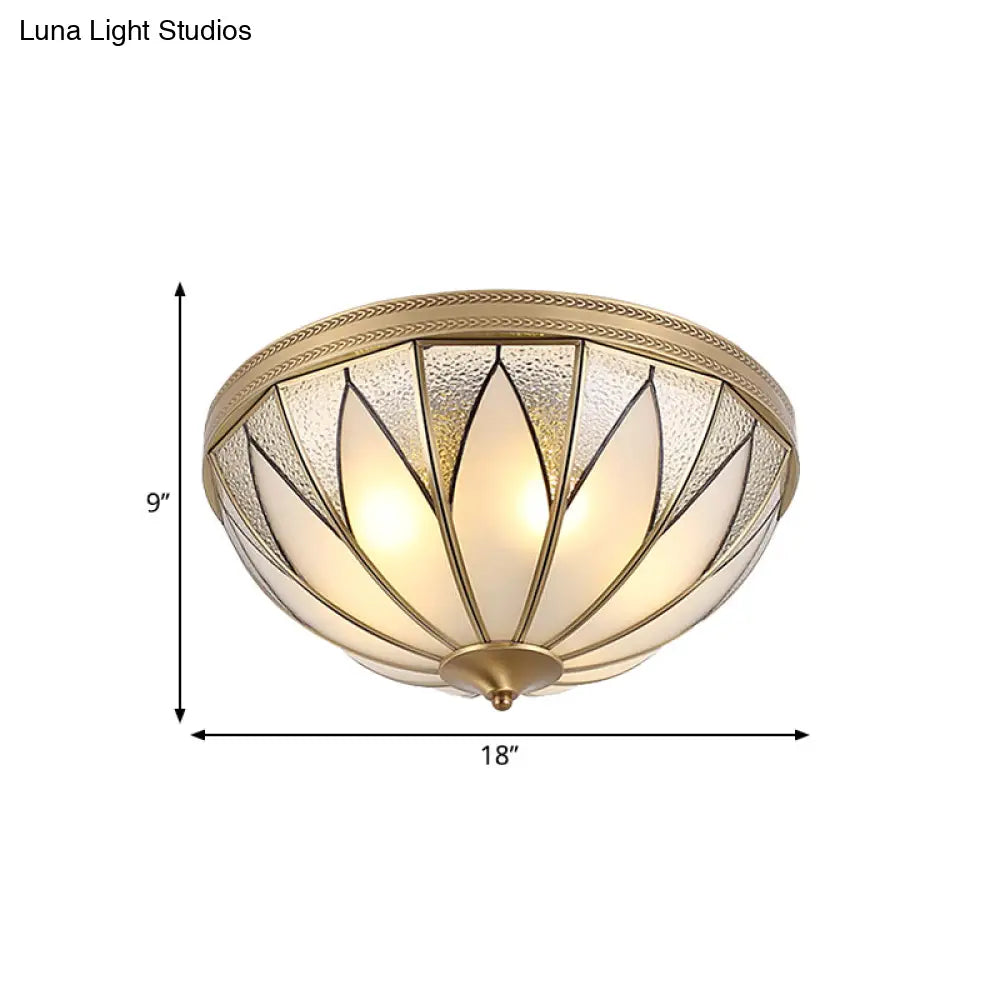 DecorBites™ DecorBites™ Traditional Brass Inverted Flush Mount Ceiling Light with Opal Glass – 4 Lights – Ideal for Living Room