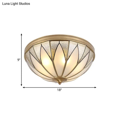 DecorBites™ DecorBites™ Traditional Brass Inverted Flush Mount Ceiling Light with Opal Glass – 4 Lights – Ideal for Living Room