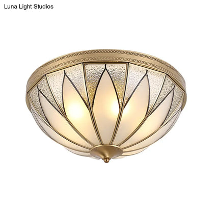 DecorBites™ DecorBites™ Traditional Brass Inverted Flush Mount Ceiling Light with Opal Glass – 4 Lights – Ideal for Living Room