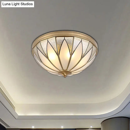 DecorBites™ DecorBites™ Traditional Brass Inverted Flush Mount Ceiling Light with Opal Glass – 4 Lights – Ideal for Living Room