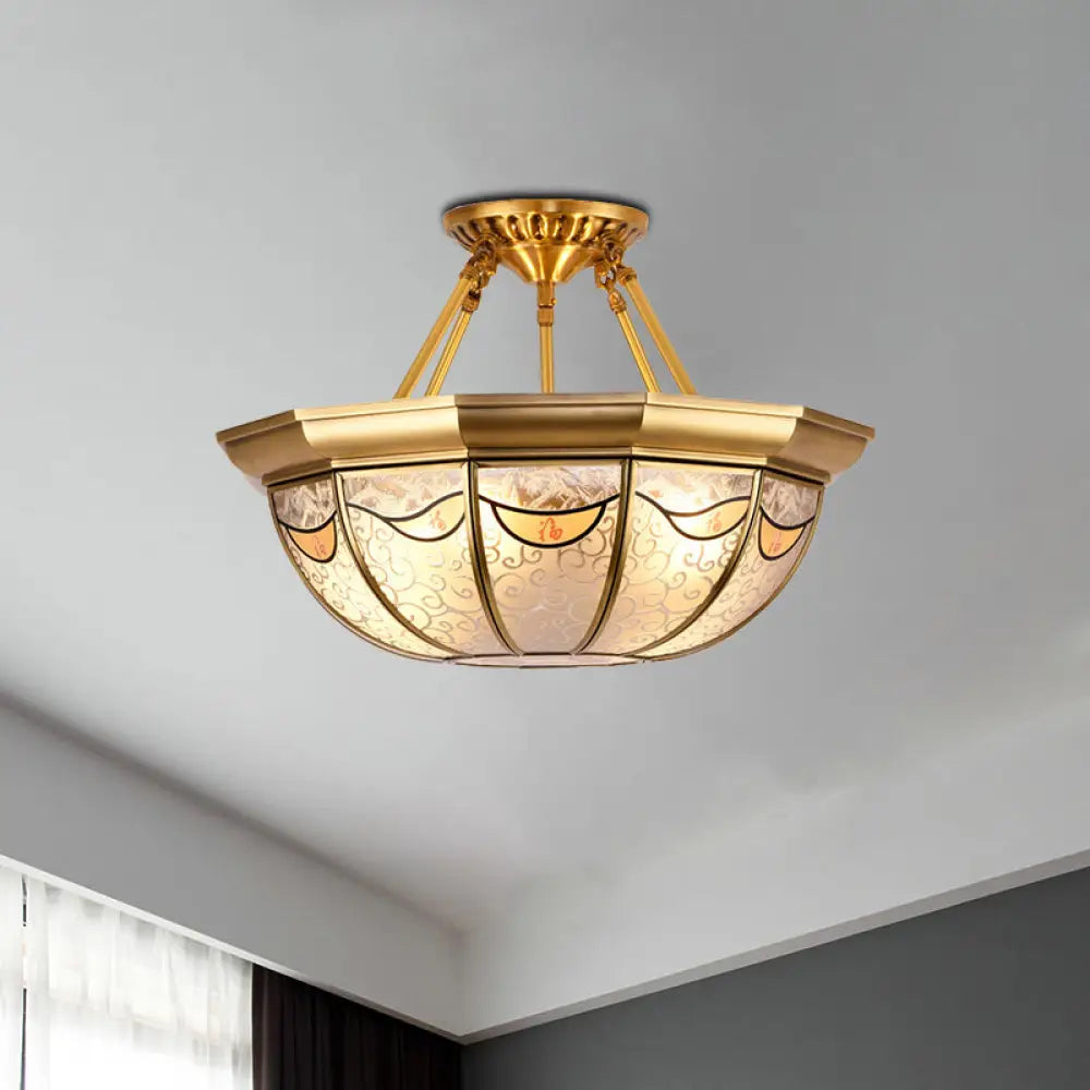 DecorBites™ DecorBites™ Traditional Brass Semi-Flush Bowl Light for Dining Room