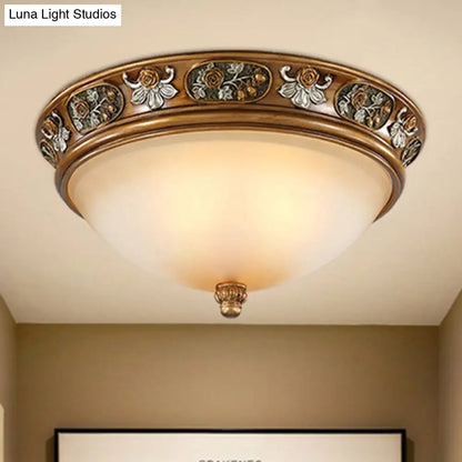DecorBites™ DecorBites™ Traditional Brown Frosted Glass Bowl Ceiling Mount with 3 Lights for Bedroom
