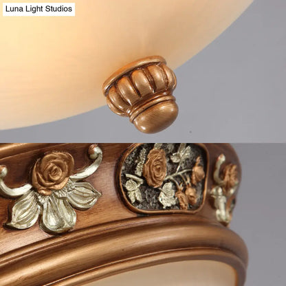 DecorBites™ DecorBites™ Traditional Brown Frosted Glass Bowl Ceiling Mount with 3 Lights for Bedroom