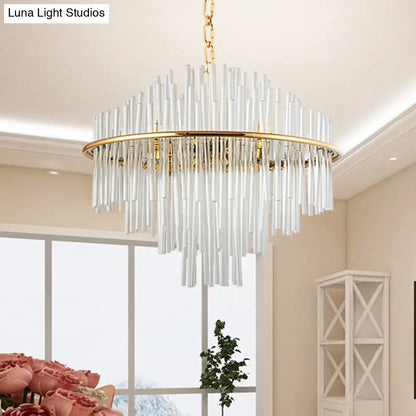 ثريا كريستال تقليدية - أنيقة بأربع طبقات - خيارات متعددة للعرض والإضاءة - مصباح سقف ذهبي