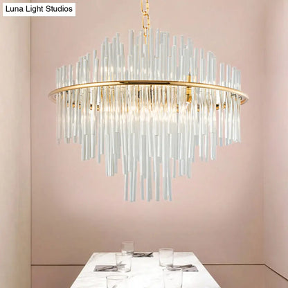 ثريا كريستال تقليدية - أنيقة بأربع طبقات - خيارات متعددة للعرض والإضاءة - مصباح سقف ذهبي