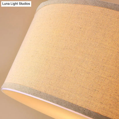 DecorBites™ DecorBites™ Traditional Drum Semi Flush Ceiling Light in Beige Fabric Shade
