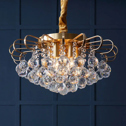 Lámpara de araña colgante tradicional con bola de cristal y diseño floral en color dorado - 3/5 bombillas, 35,5/45,7 cm de ancho