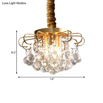 Lámpara de araña colgante tradicional con bola de cristal y diseño floral en color dorado - 3/5 bombillas, 35,5/45,7 cm de ancho