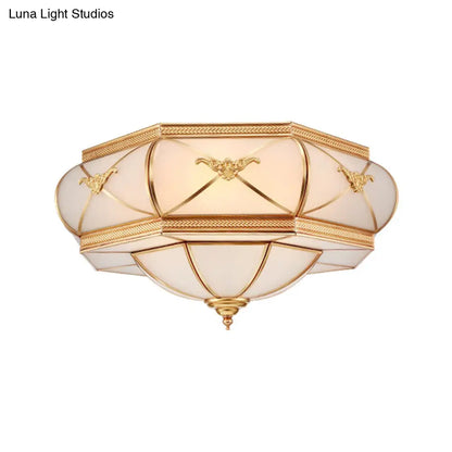 DecorBites™ DecorBites™ Traditional Flower Curved Frosted Glass Flush Mount Ceiling Light in Gold - 3/4/6 Lights for Bedroom