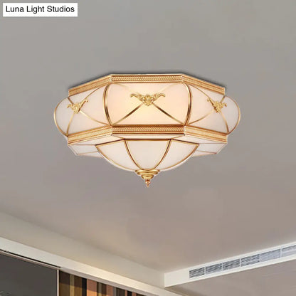 DecorBites™ DecorBites™ Traditional Flower Curved Frosted Glass Flush Mount Ceiling Light in Gold - 3/4/6 Lights for Bedroom