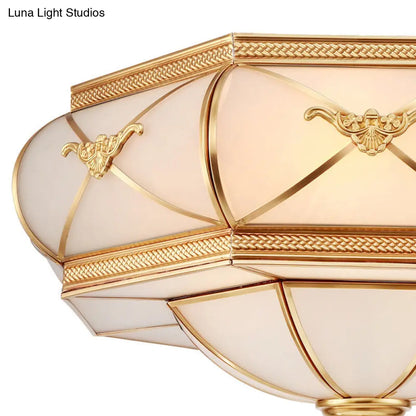 DecorBites™ DecorBites™ Traditional Flower Curved Frosted Glass Flush Mount Ceiling Light in Gold - 3/4/6 Lights for Bedroom